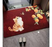 Tapis De Bain Antiderapant 60X90 Chat Orange Moderne Tapis Diatomite Salle De Bain Douche Absorbant Lavable Séchage Rapide,Deco Salle Bain pour Portes Salles Bains, Salon Et Cuisine