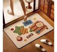 Tapis De Bain Antiderapant 60X90 Rouge Brun Moderne Tapis Diatomite Salle De Bain Douche Absorbant Lavable Séchage Rapide,Deco Salle Bain pour Portes Salles Bains, Salon Et Cuisine