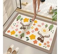 Tapis De Bain Antiderapant 60X90 Vert Marron Moderne Tapis Diatomite Salle De Bain Douche Absorbant Lavable Séchage Rapide,Deco Salle Bain pour Portes Salles Bains, Salon Et Cuisine