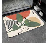 Tapis De Bain Antiderapant 60X90 Vert Noir Moderne Tapis Diatomite Salle De Bain Douche Absorbant Lavable Séchage Rapide,Deco Salle Bain pour Portes Salles Bains, Salon Et Cuisine
