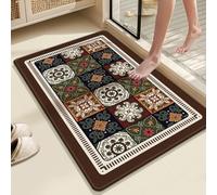 Tapis De Bain Antiderapant 60X90 Vert Orange Moderne Tapis Diatomite Salle De Bain Douche Absorbant Lavable Séchage Rapide,Deco Salle Bain pour Portes Salles Bains, Salon Et Cuisine