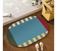 Tapis de Bain Antidérapant 60x90cm Petit Tapis Salle de Bain Diatomite Microfibre, Super Absorbant à Séchage Rapide Bath Mat, Facile à Nettoyer Lavable Rug pour Portes, Baignoire, Douche Blue 5-1217