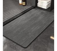 Tapis de bain antidérapant - 80 x 120 cm - Absorbant - En diatomite - Séchage rapide - Doux - Pour salle de bain, entrée - Design antidérapant - Gris