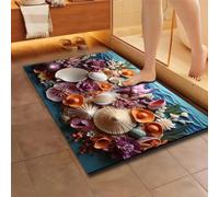 Tapis de Bain Antidérapant 90x120cm, Tapis de Douche Absorbant, Tapis Salle de Bain Lavable Absorbant Diatomite, Doux Tapis Douche Super Absorbant Séchage Rapide, Tapis Bain Shell Bath Mat Rug