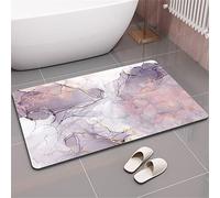 Tapis de Bain Antidérapant Absorbant, Tapis de Bain Diatomite, Sèche Rapide Absorbant, Tapis Lavable en Machine, Tapis Sortie de Douche, Tapis d'Entrée, Salle De Bain Poudre de marbre 50x80cm AJ2255