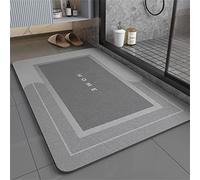 Tapis de Bain Antidérapant Absorbant, Tapis de Bain Diatomite, Sèche Rapide Absorbant, Tapis Lavable en Machine, Tapis Sortie de Douche, Tapis d'Entrée, Salle De Bain Gris Clair 50x80cm AJ7178