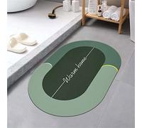 Tapis de Bain Antidérapant Absorbant, Tapis de Bain Diatomite, Sèche Rapide Absorbant, Tapis Lavable en Machine, Tapis Sortie de Douche, Tapis d'Entrée, Salle De Bain Carré Vert 50x80cm AJ41