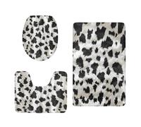 Tapis de Bain Antiderapant Abstrait Noir Blanc Tapis Toilette WC Contour Mousse Mémoire Absorbant Séchage Rapide Lavable Couvercle pour Abattant WC 3 Pièces Décoration Maison 45x75 cm