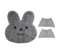 Tapis de bain antidérapant avec brosse à dos 44 cm (gris) | Surface texturée, empêche le glissement, silicone, s'adapte aux sols de douche, gris ou blanc