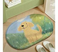 Tapis de Bain Antiderapant Chien Vert Mignon Tapis Douche Antidérapant Moelleux Microfibre Tapis Salle de Bain Lavable Machine Bath Mat Absorbant d'eau Epais Rug 40x60cm