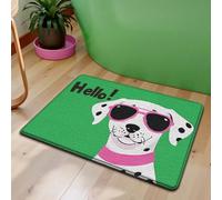 Tapis de Bain Antiderapant Chien Vert Rose Tapis Douche Antidérapant Moelleux Microfibre Tapis Salle de Bain Lavable Machine Bath Mat Absorbant d'eau Epais Rug 40x60cm