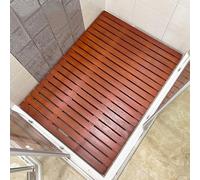 Tapis de Bain antidérapant en Bambou pour Salle de Douche, Couleur Noyer Rouge, imperméable, Design à caillebotis, rectangulaire (50 x 80 cm / 20 x 31 Pouces), pour Spa à Domicile