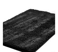 Tapis de bain antidérapant en chenille avec dessous en TPR, conçu pour rester en place sur les sols en céramique et stratifié (noir)