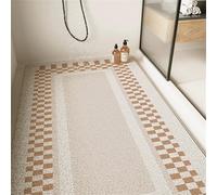 Tapis de bain antidérapant en PVC avec trou de drainage à séchage rapide Texture Luffa Orange 60 x 120 cm - Parfait pour les zones humides et les salles de bains à domicile