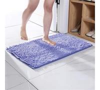 Tapis de bain antidérapant et absorbant avec tissu chenille et dos antidérapant en TPR, tapis rectangulaire conçu pour éviter les chutes et garder les sols secs (violet clair)