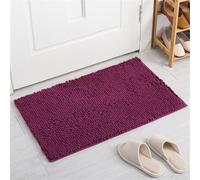 Tapis de bain antidérapant et absorbant avec tissu chenille et dos antidérapant en TPR, tapis rectangulaire conçu pour éviter les chutes et garder les sols secs (violet foncé)