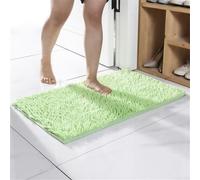 Tapis de bain antidérapant et absorbant avec tissu chenille et dos antidérapant en TPR, tapis rectangulaire conçu pour éviter les chutes et garder les sols secs (vert)