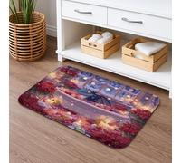 Tapis de bain antidérapant et confortable, motif dragon à fleur, en flanelle, lavable pour salle de bain, toilettes, toilettes, décoration 50,8 x 81,3 cm