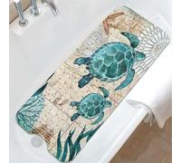 Tapis de Bain antidérapant Extra Long avec ventouses et Trous de Drainage Motif Tortue de mer