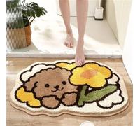 Tapis De Bain Antiderapant Fleurs Jaunes Tapis Salle De Bain Antiderapant Absorbant,Tapis De Douche en Microfibre Douce Lavable en Machine,Epais