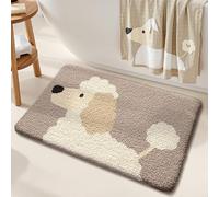 Tapis de Bain Antiderapant Impression Chien Beige Tapis Douche Antidérapant Moelleux Microfibre Tapis Salle de Bain Lavable Machine Bath Mat Absorbant d'eau Epais Rug 50x80cm