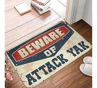 Tapis de bain antidérapant lavable - Beware Of Attack Yak Shaggy antidérapant pour intérieur et extérieur - Pour salle de bain sans moisissure (40 x 60 cm)