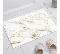 Tapis de Bain Antiderapant Marbre d'or Blanc Tapis Salle de Bain Absorbant,Extra Doux Tapis de Douche,Tapis de Salle de Bains Lavable en Machine,Microfibre50×80cm
