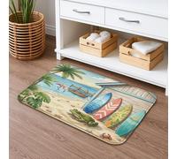 Tapis de bain antidérapant motif grenouille d'été 40,6 x 61 cm, motif chalet de plage tropical, imprimé animal amusant, séchage rapide, flanelle lavable, décoration de salle de bain et de toilettes