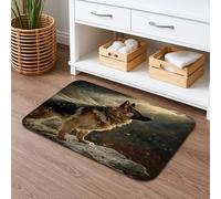 Tapis de bain antidérapant motif paysage de loup, motif nature sauvage, décoration d'intérieur, tapis absorbant en mousse à mémoire de forme pour décoration de salle de bain et douche, 40,6 x 61 cm