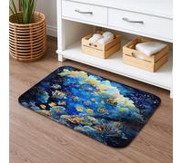 Tapis de bain antidérapant Oceanic Coral Reef - Motif poissons artistiques et vibrants - Scène sous-marine - Tapis de douche absorbant - Mousse à mémoire de forme - Lavable - Décoration de salle de