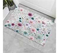 Tapis De Bain Antidérapant, Paillasson Moelleux En Microfibre, Tapis De Porte D'Entrée Fleurs Sauvages Plantes Grimpantes Plantes Rustiques, Paillasson Absorbant L'Eau, Lavable, 45X75Cm, Bleu Gris