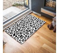 Tapis De Bain Antidérapant, Paillasson Moelleux En Microfibre, Tapis De Porte D'Entrée Imprimé Léopard Simple Esthétique Animale Tendance, Paillasson Absorbant L'Eau, Lavable, 60X90Cm, Noir Blanc