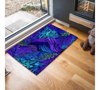 Tapis De Bain Antidérapant, Paillasson Moelleux En Microfibre, Tapis De Porte D'Entrée Tourbillon Zébré Abstrait Animaux Psychédéliques, Paillasson Absorbant L'Eau, Lavable, 80X120Cm, Violet Néon