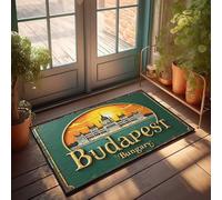 Tapis de bain antidérapant pour entrée avant Budapest, Hongrie : un coucher de soleil doré sur le parlement hongrois (50 x 80 cm)