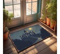 Tapis de bain antidérapant pour entrée avant Motif château au clair de lune sur une colline 50 x 80 cm