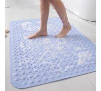 Tapis de bain antidérapant pour personnes âgées avec ventouse - Extra large - Bleu - Tapis de salle de bain sûr pour personnes âgées - 58 x 88 cm - Design antidérapant