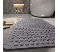 Tapis de bain antidérapant pour personnes âgées avec ventouse - Gris - 80 x 120 cm - Accessoire de salle de bain sûr et confortable pour personnes âgées et enfants