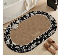 Tapis de Bain Antiderapant Rose Modèle Rétro Tapis Douche Antidérapant Moelleux Microfibre Tapis Salle de Bain Lavable Machine Bath Mat Absorbant d'eau Epais Rug 50x80cm