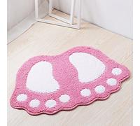 Tapis de bain antidérapant, tapis de cuisine à séchage rapide pour salle de bain, absorbe le fond de l'eau pour la chambre à coucher, cuisine, couloir, entrée, coton, rose, grand (67 * 48CM)