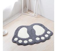 Tapis de Bain antidérapant, Tapis de Cuisine Salle de Bain, Motifs Doux et Confortables, absorbe la Baignoire pour la Chambre à Coucher, Cuisine, Couloir, entrée, Coton, Gris, Moyen 60 * 40CM