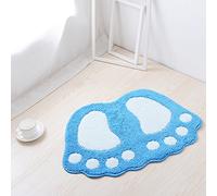Tapis de bain antidérapant, tapis de salle de bain à séchage rapide, doux et absorbant l'eau, bas élégant pour chambre à coucher, cuisine, couloir, entrée, coton, bleu, moyen (60 * 40CM)