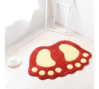 Tapis de bain antidérapant, tapis de salle de bain à séchage rapide, Soft Patterns absorbe l'eau, fond antidérapant pour la chambre, la cuisine, le couloir, l'entrée, coton, rouge, grand (67 * 48CM)