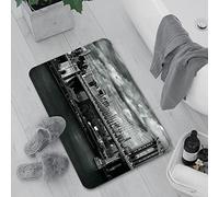 Tapis De Bain Antidérapant,Tapis Salle Bain Moelleux en Microfibre,New York, Panorama noir et blanc de la ville de New Yor,Lavable en Machine,Extra Epais Tapis de Douche pour Salle de Bain,60 x 100 cm