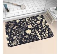Tapis de Bain Antidérapant, Tapis Salle de Bain Absorbant en Pierre Microfibre Douce Bath Mat à Séchage Rapide Lavable pour Bathroom Douche Cuisine Toilette Baignoire Porte Plants 80x120cm 16-1199