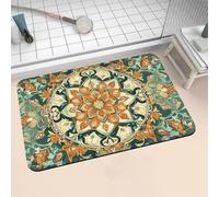 Tapis de Bain Antidérapant, Tapis Salle de Bain Absorbant en Pierre Microfibre Douce Bath Mat à Séchage Rapide Lavable pour Bathroom Douche Cuisine Toilette Baignoire Porte Vintage 80x150cm 16-1407