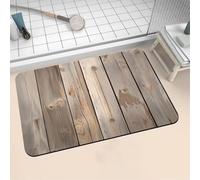 Tapis de Bain Antidérapant, Tapis Salle de Bain Absorbant en Pierre Microfibre Douce Bath Mat à Séchage Rapide Lavable pour Bathroom, Douche, Cuisine, Toilette, Baignoire, Porte Wood 140x200cm 16-1241