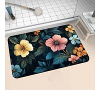 Tapis de Bain Antidérapant, Tapis Salle de Bain Absorbant en Pierre Microfibre Douce Bath Mat à Séchage Rapide Lavable pour Bathroom Douche Cuisine Toilette Baignoire Porte Vintage 80x150cm 16-1139