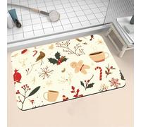 Tapis de Bain Antidérapant, Tapis Salle de Bain Absorbant en Pierre Microfibre Douce Bath Mat à Séchage Rapide Lavable pour Bathroom Douche Cuisine Toilette Baignoire Porte Christmas 60x90cm 16-745