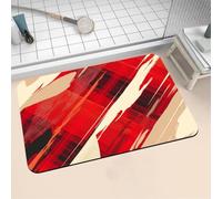 Tapis de Bain Antidérapant, Tapis Salle de Bain Absorbant en Pierre Microfibre Douce, Bath Mat à Séchage Rapide Lavable pour Bathroom, Douche, Cuisine, Toilette, Baignoire, Porte Rouge 40x60cm 16-1385