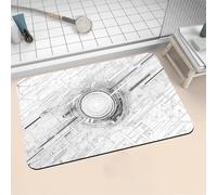 Tapis de Bain Antidérapant, Tapis Salle de Bain Absorbant en Pierre Microfibre Douce Bath Mat à Séchage Rapide Lavable pour Bathroom Douche Cuisine Toilette Baignoire Porte Blanc 120x170cm 16-1395